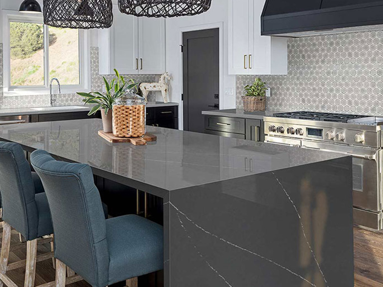 kitchen design gray quartz